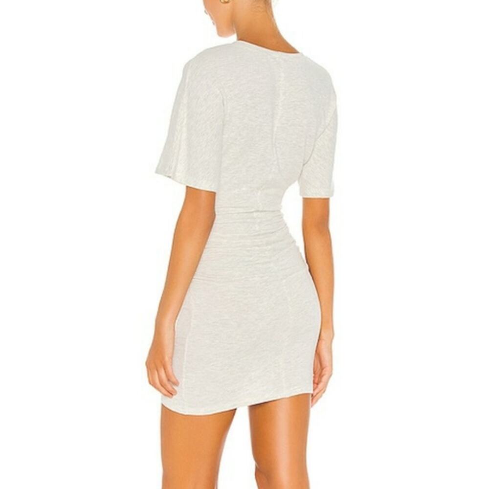 Monrow Shirred Waist Mini Dress Ash Gray Small - Picture 3 of 11